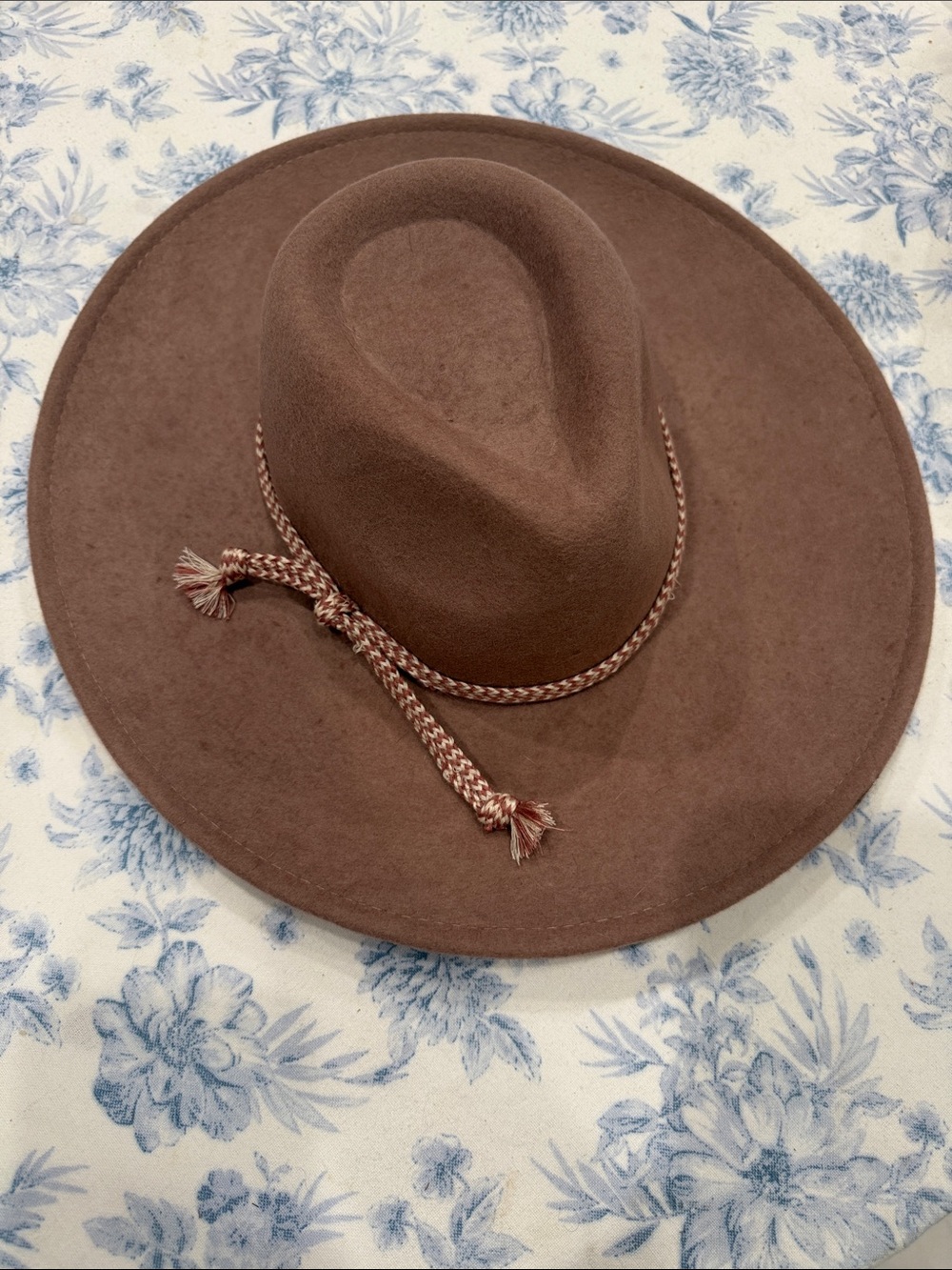 Classic Blush Wide-Brim Felt Hat with Braided Band